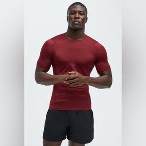 Nova Men Burgundy Short Sleeve performance athletic Vital Compression Tee shirt
